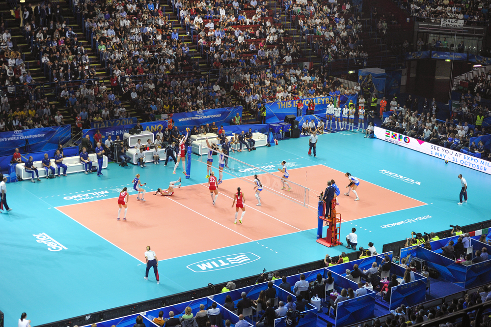 Milan,,Italy october,10,,2014:,Indoor,Female,Volleyball,Match,Italy,Vs,Italia-Polonia