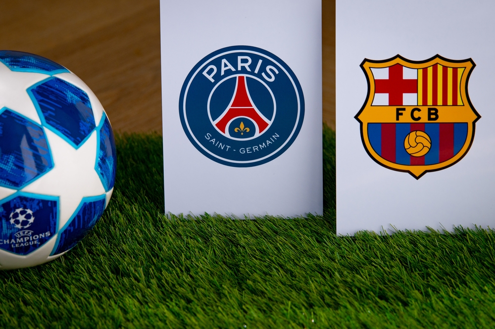 London,,England,,March.,16.,2024:,Paris,Saint germain,Vs,Fc,Barcelona,Barcellona-PSG