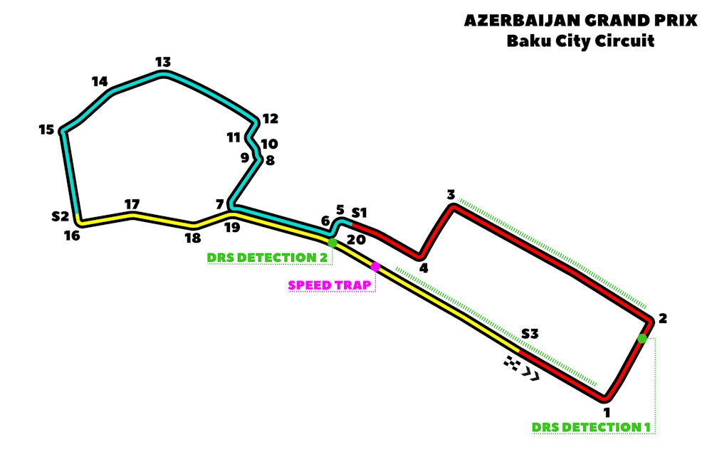 Baku,City,Circuit,,Azerbaijan,Grand,Prix,Circuit.,Vector,Illustration,Of,GP,d’Azerbaijan