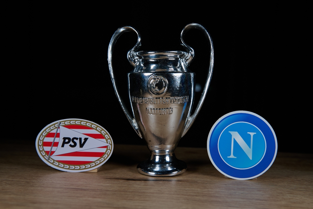 October,7,,2025,,Budapest,,Hungary.,The,Emblems,Of,The,Football,PSV-Napoli
