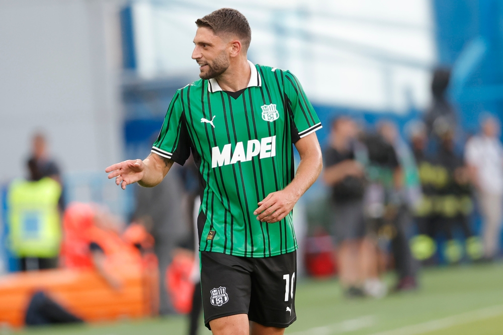 23,August,2025;,Mapei,Stadium,,Reggio,Emilia,,Italy;,Domenico,Berardi,Sassuolo-Roma