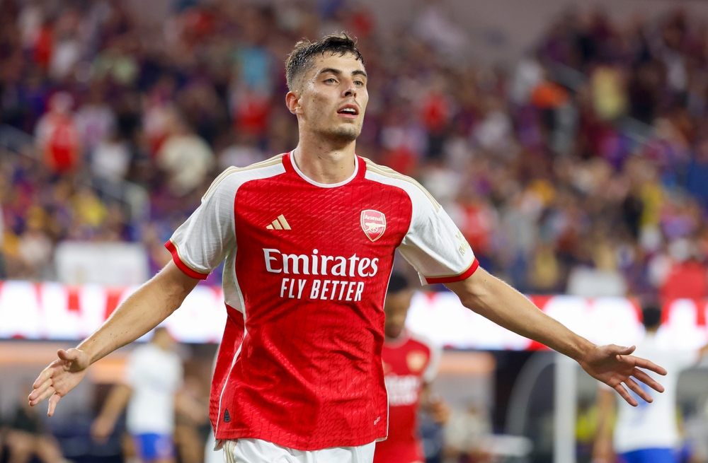 Arsenal's,Kai,Havertz,Celebrates,His,Goal,During,A,Soccer,Champions,Arsenal-Brighton