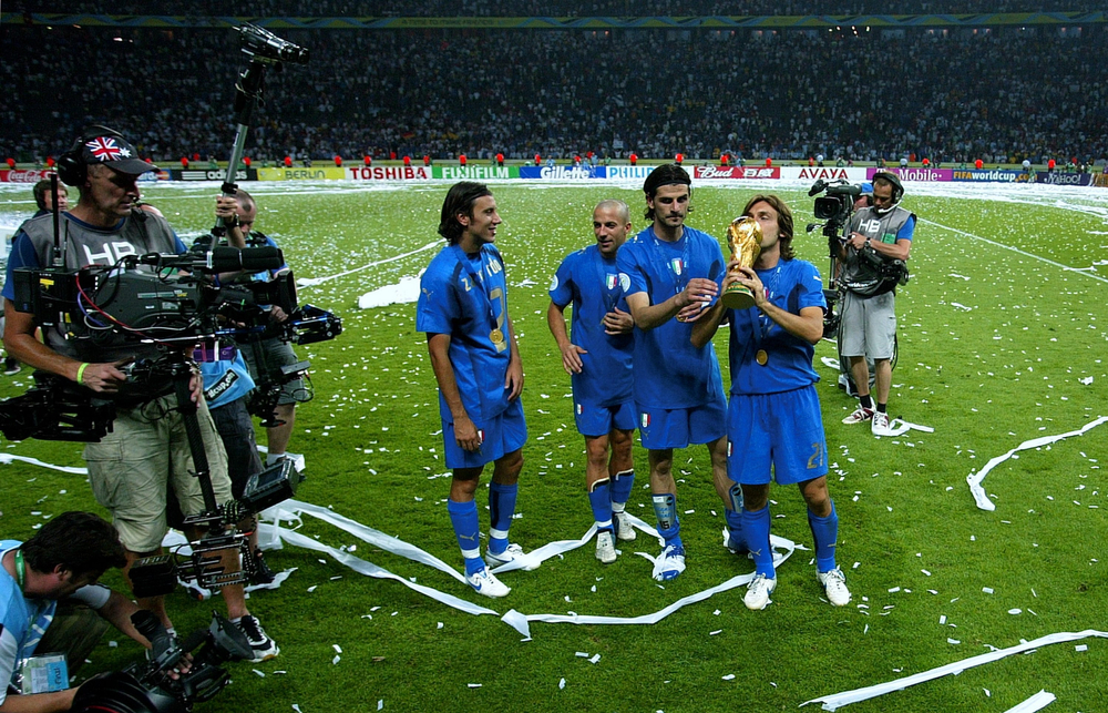 Berlin,,Germany, ,July,09,,2006:,Andrea,Pirlo,Kisses,The,Coppa del Mondo Italia
