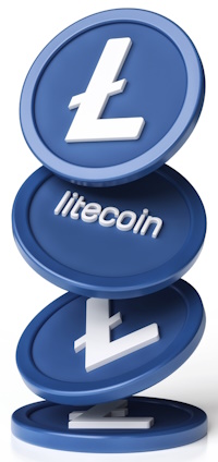 Litecoin,Ltc,Tokens,Falling,On,A,White,Surface.,Design,Suitable