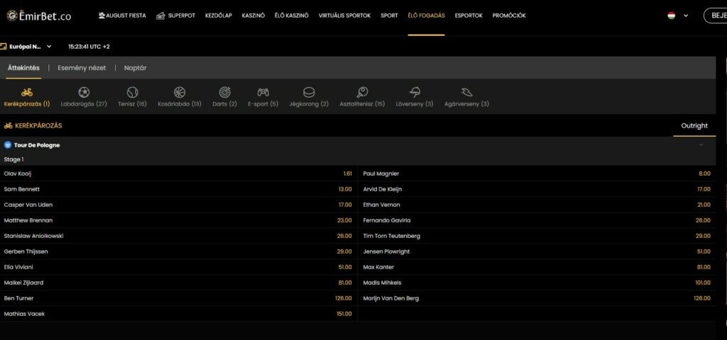 Emirbet Live betting HU