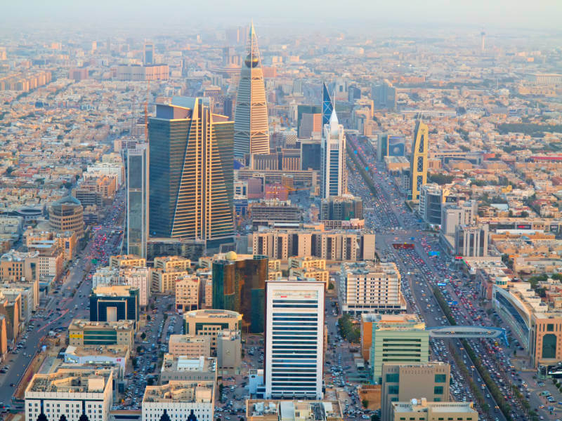 RIYADH - FEBRUARY 29: Aerial view of Riyadh downtown on February 29, 2016 in Riyadh, Saudi Arabia.