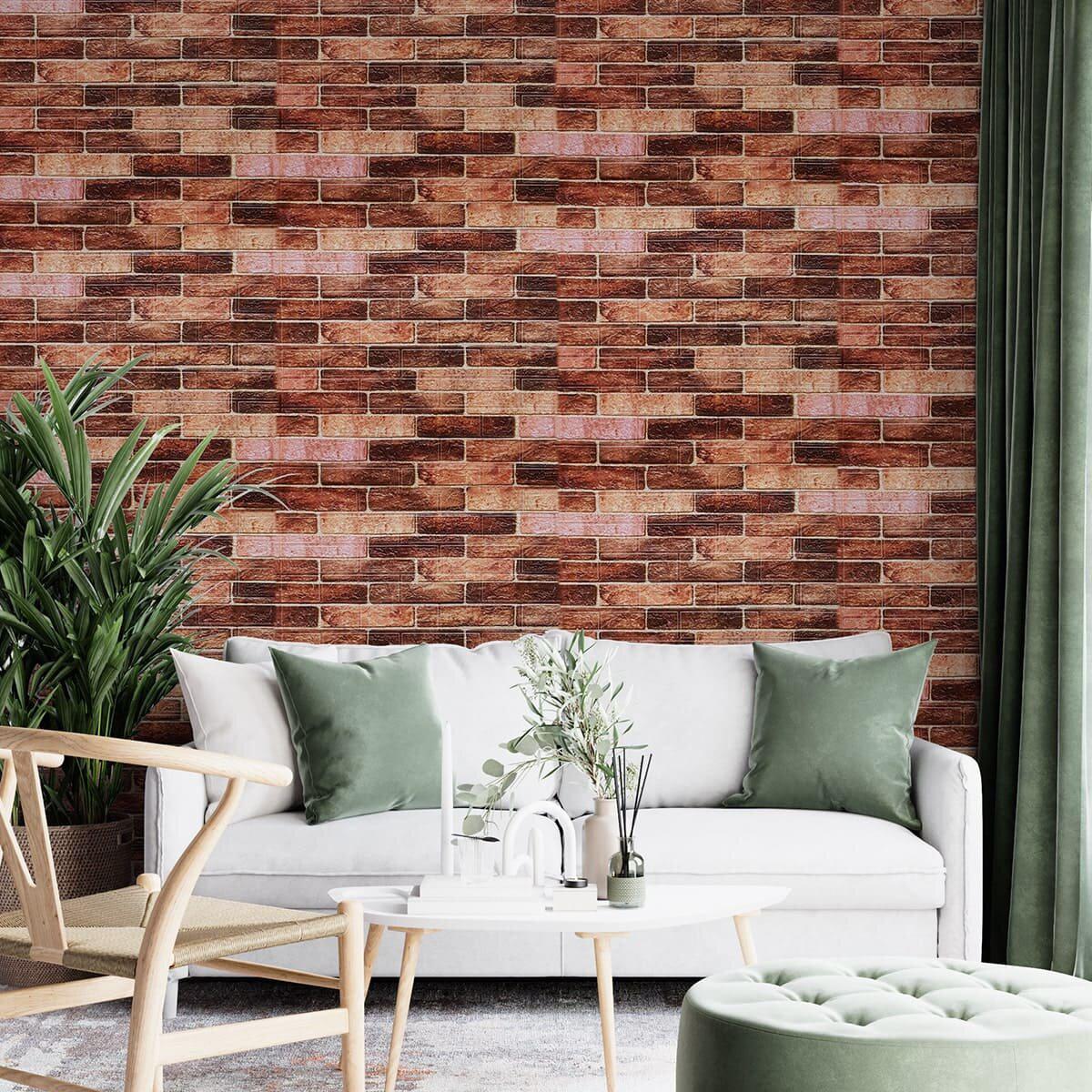 самоклеящаяся панель для интерьера кирпич 700x770 3 мм в интерьере