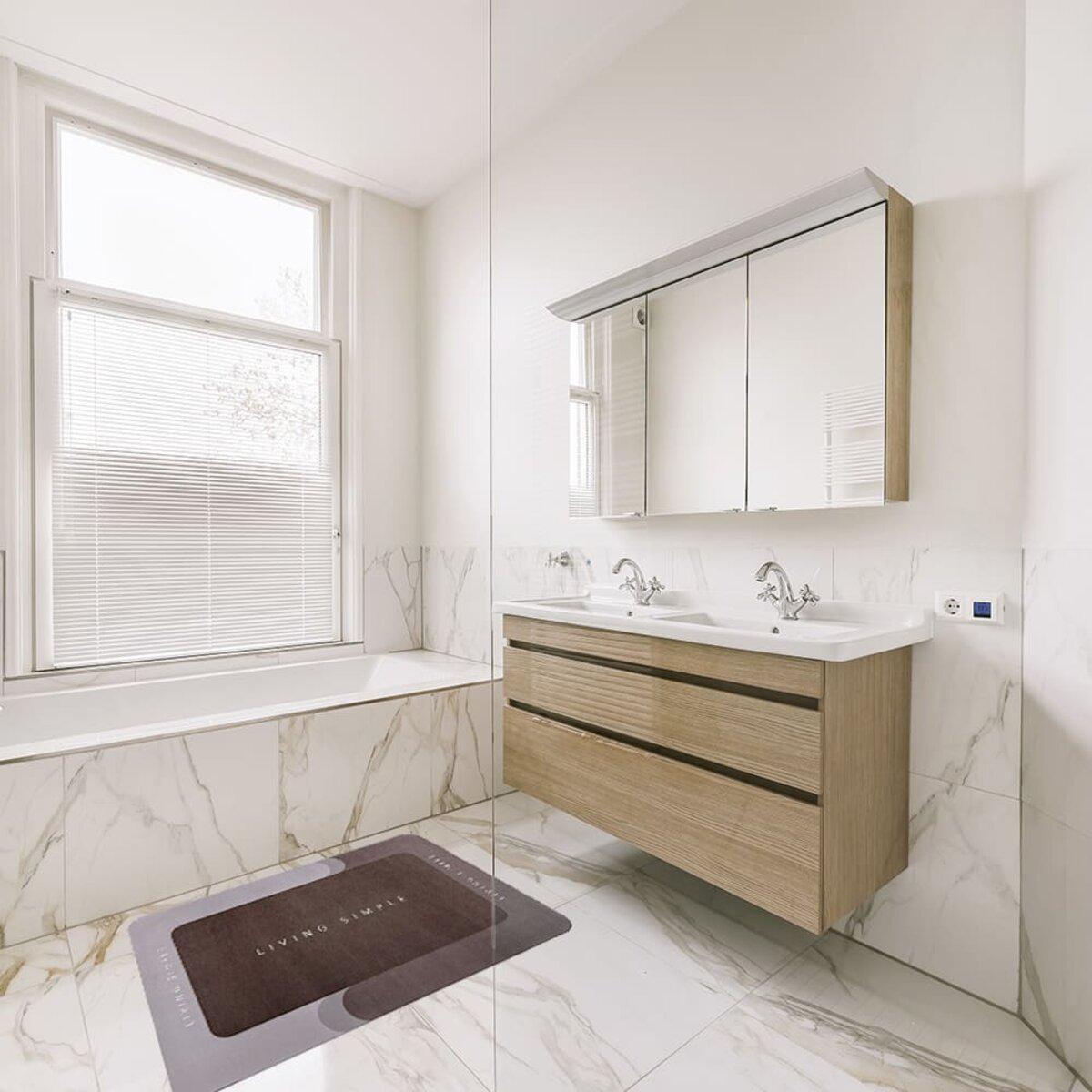 Влагопоглощающий коврик 38x58 см в интерьере ванной — коврик для ванной из диатомита