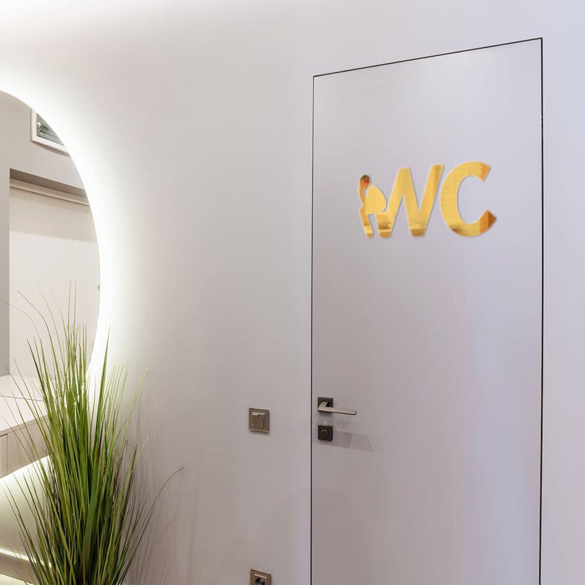 Золотистый зеркальный акриловый декор WC — самоклеящиеся зеркальные элементы для интерьера