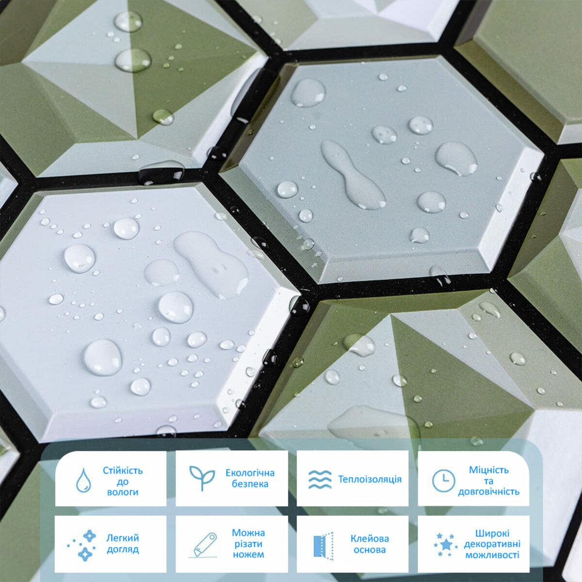 Влагостойкая ПВХ плитка соты крупный план с каплями воды — защита от влаги