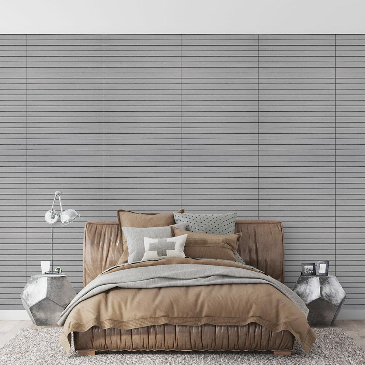 Виниловые рейки в интерьере — скандинавский белый шпон, стеновая панель 600x600