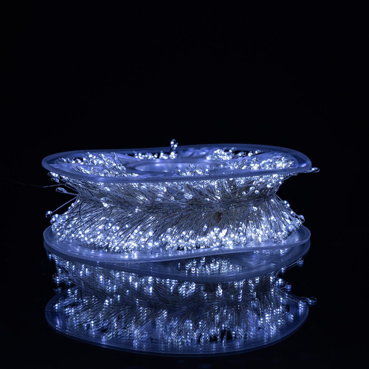 катушка гирлянды хвойная лапа 50 м крупный план — 1500 LED, белый провод