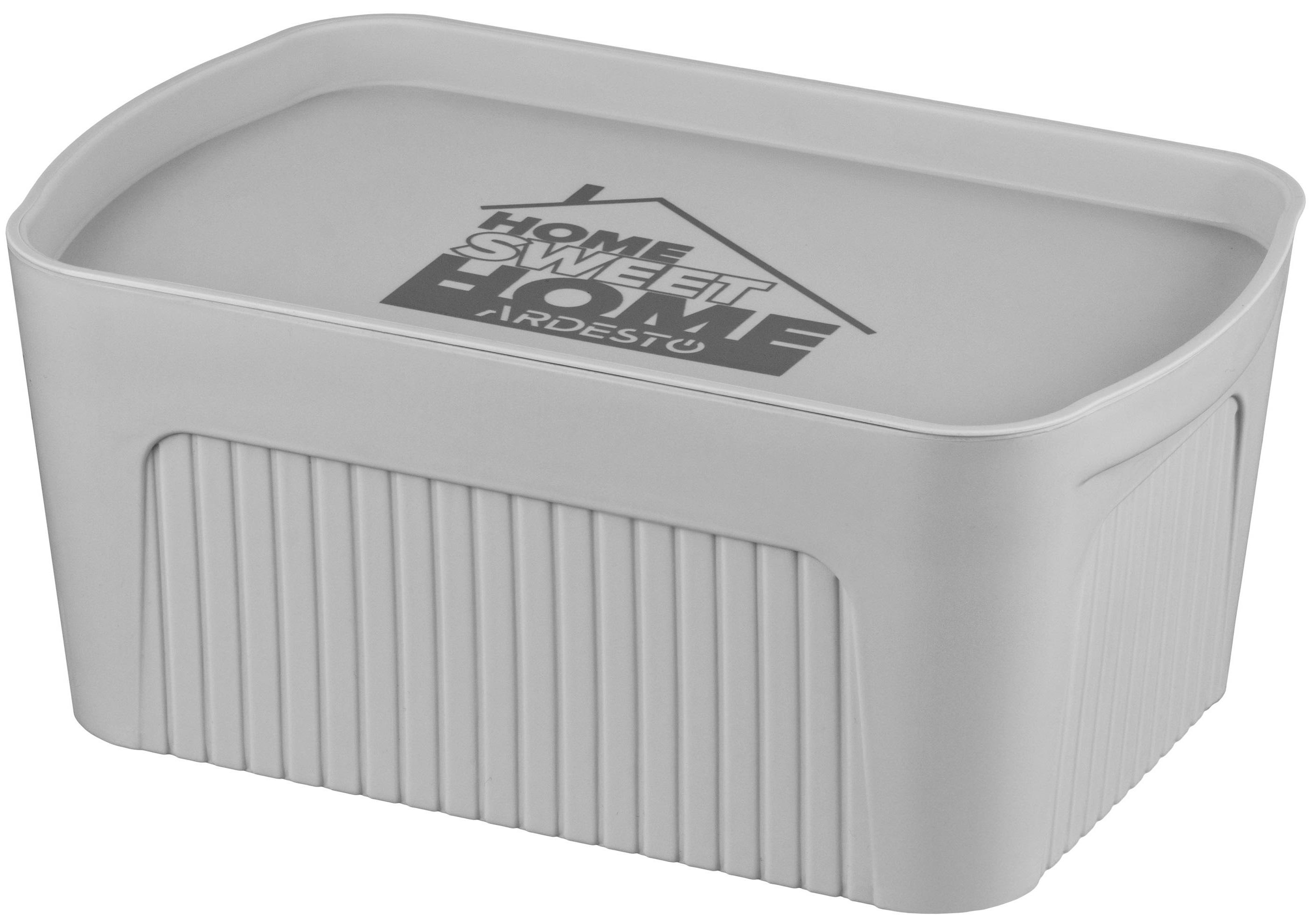 Ящик с крышкой для хранения вещей Ardesto 6 л в интерьере, серый пластик