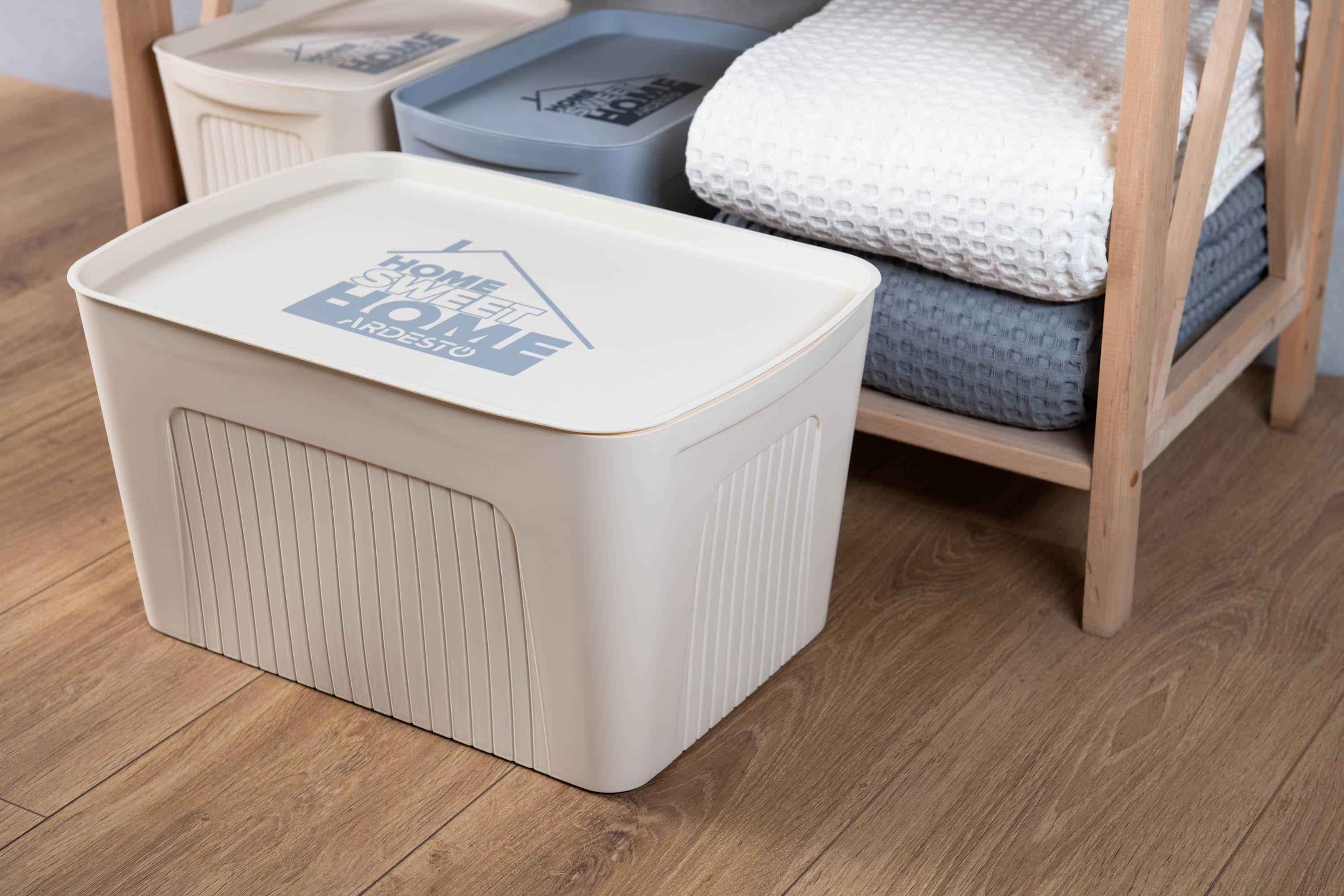 Ящик с крышкой для хранения Ardesto 6 л бежевый из полипропилена, размер 32х21,5х14 см