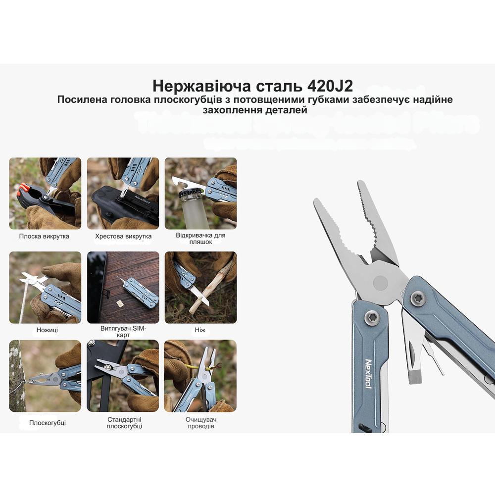 Компактний мультитул NexTool Mini Sailor Pliers S11 у складеному стані з демонстрацією розмірів і носіння на брелоку