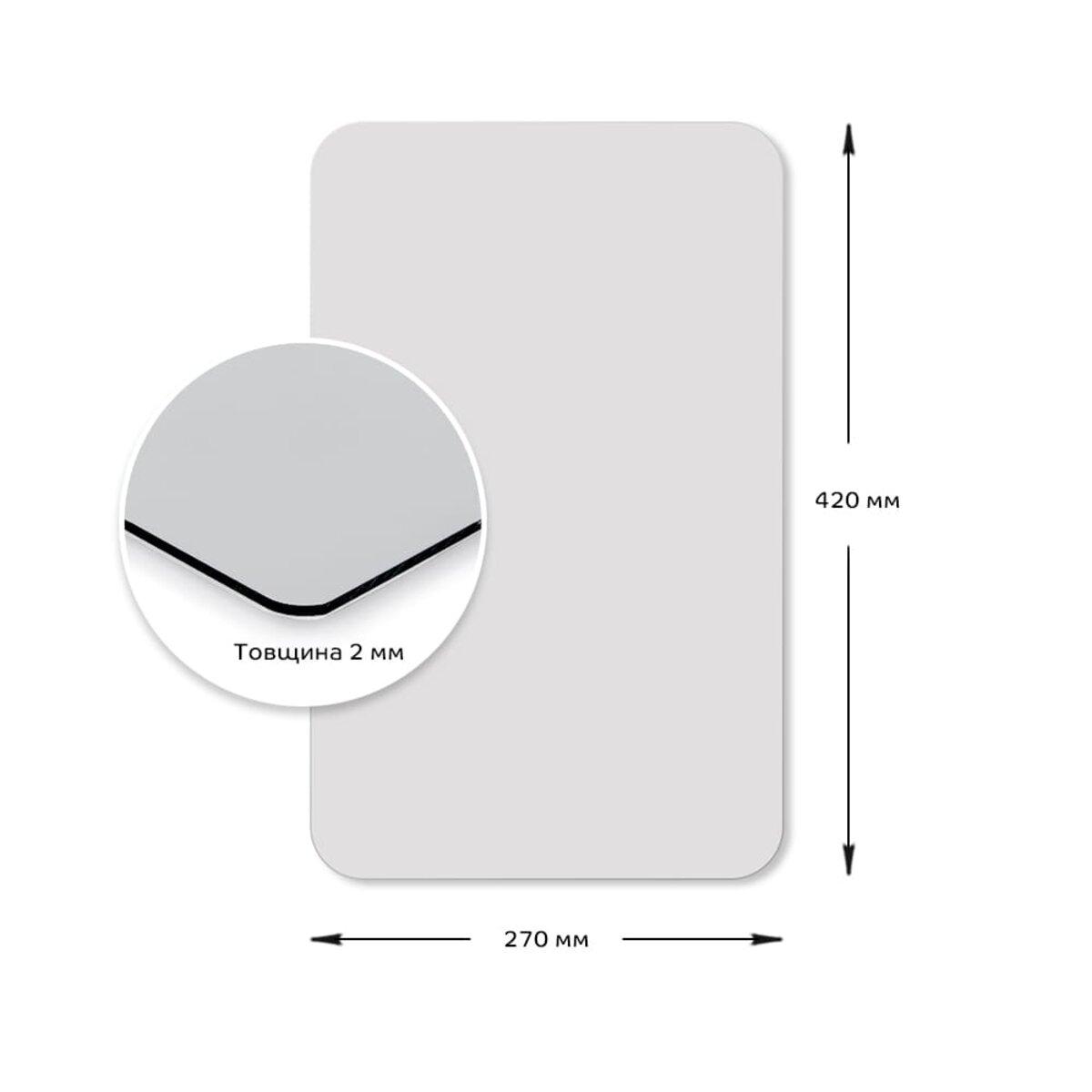 акриловое зеркало с клеевым слоем 2 мм, кромка и размеры 270x420 мм