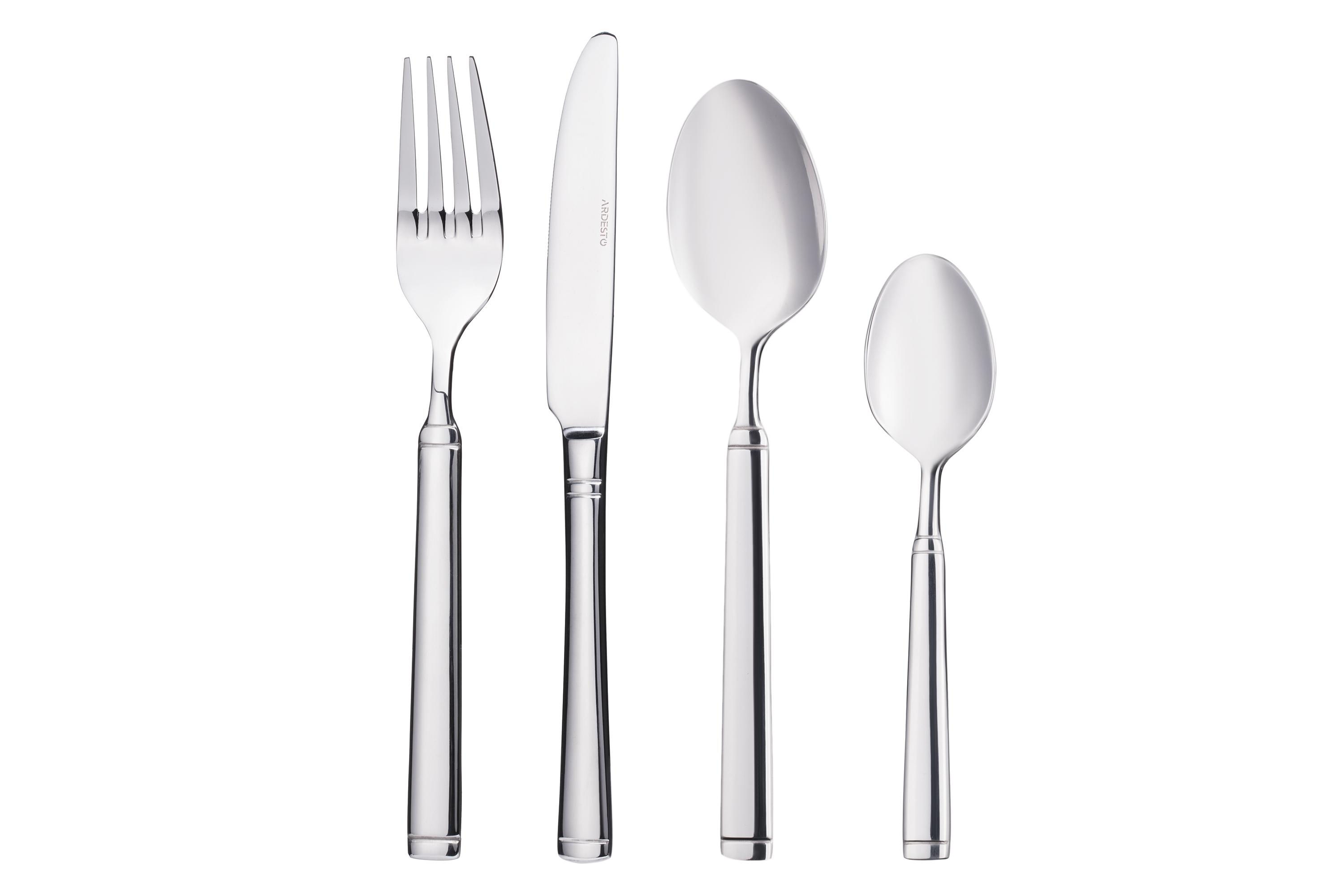 столовые приборы из нержавеющей стали 24 предмета — вилки, ножи, ложки с зеркальной полировкой, набор на 6 персон