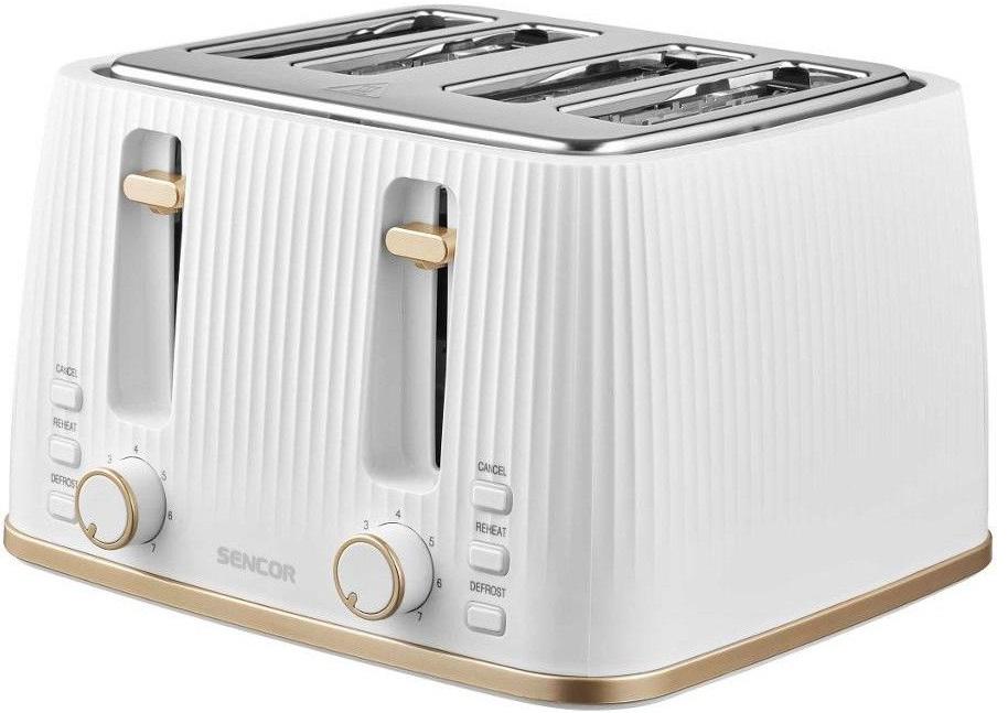 Білий 4-секційний тостер Sencor STS7540WH з двома незалежними парами слотів