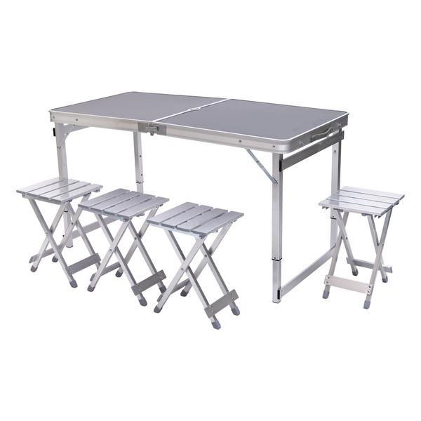 Складной стол со стульями для пикника с алюминиевым каркасом, размеры 120x70 см
