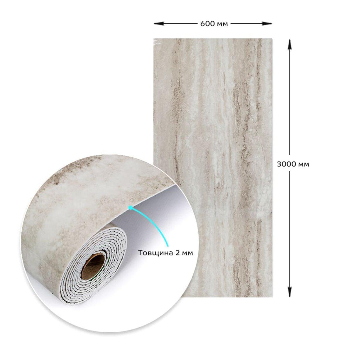 Слои самоклеящейся ПВХ плитки рулонной: защитный слой, декоративный слой, вспененный ПВХ, фольга, клеевой слой — влагостойкая ПВХ плитка рулон
