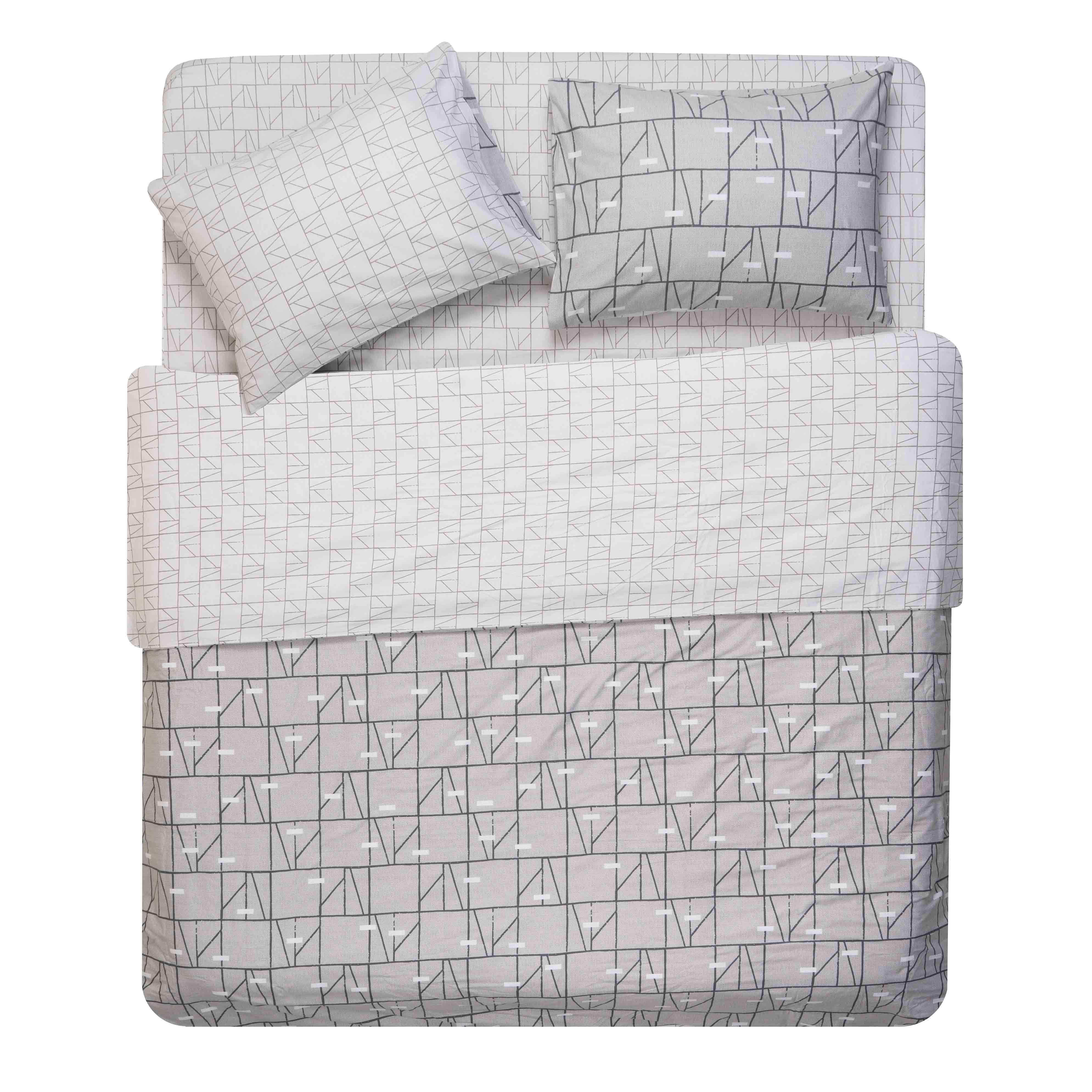 постельное белье полутораспальное сатин 160x220 серый геометрический рисунок