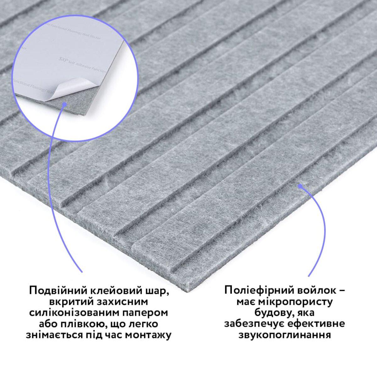 самоклеюча звукоізоляційна панель сірий граніт з клейовим шаром і рельєфною поверхнею