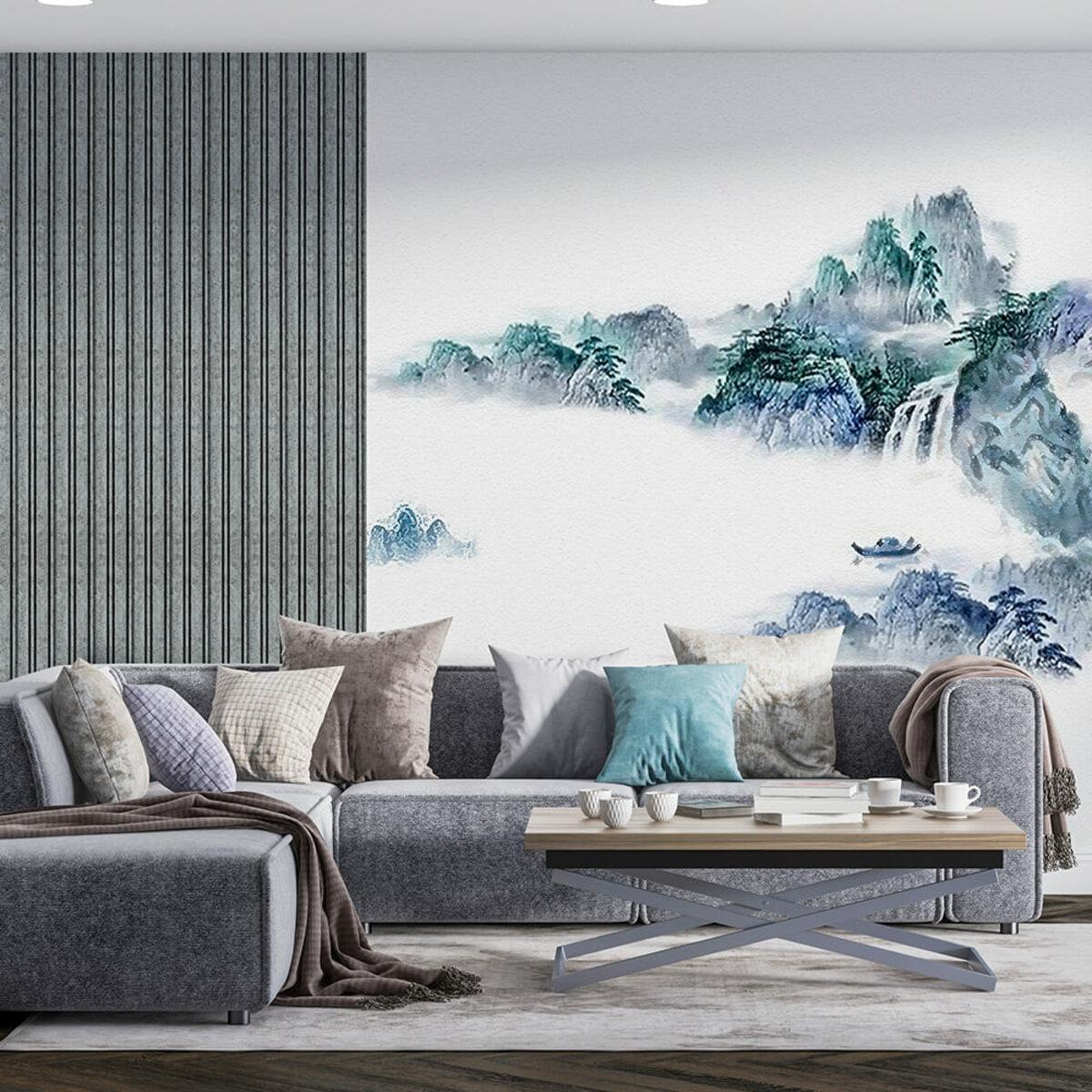 декоративная стеновая рейка для интерьера — панель под бетон 2900x120x12 мм в гостиной