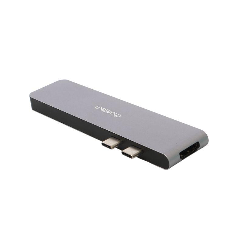 Алюмінієвий адаптер USB Type-C Choetech HUB-M14-GY-V2 з подвійним USB-C підключенням і HDMI