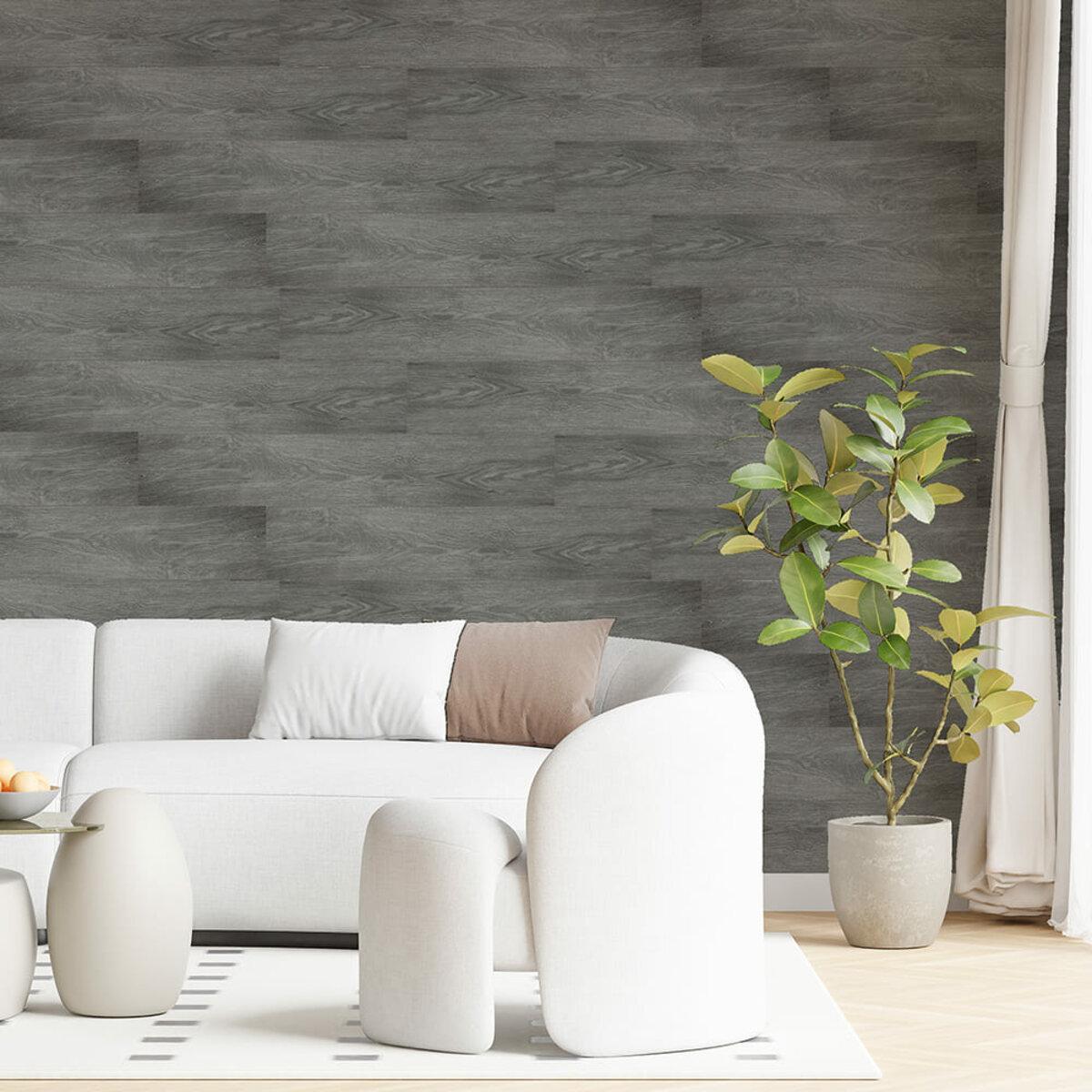 виниловые панели пепельное дерево в интерьере — самоклеящаяся плитка 152x914 мм, влагостойкая