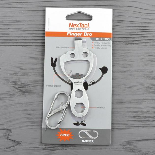 мини-мультитул открывалка с карабином NexTool Finger Bro, карманный открыватель и набор гаечных ключей из 3Cr13