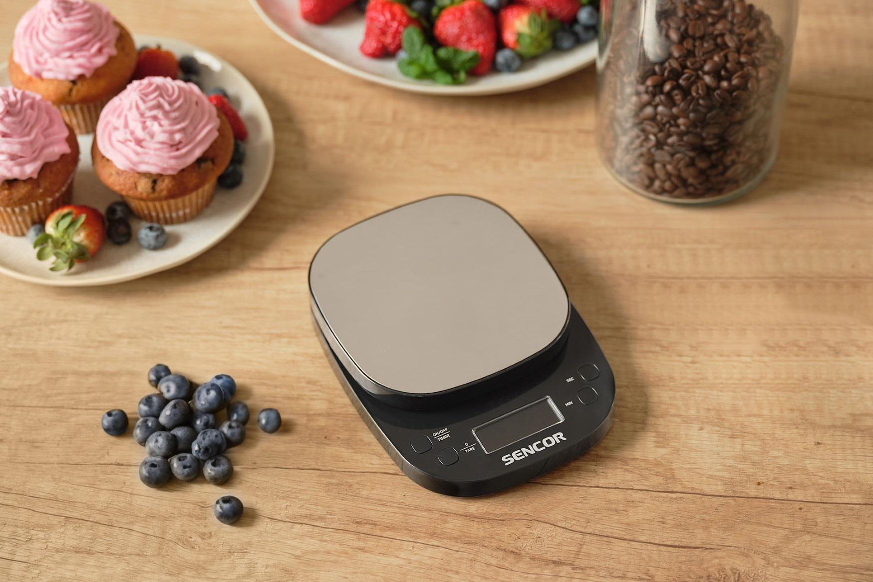 весы для кофе с таймером — кухонные весы Sencor с платформой из нержавеющей стали, шаг 0.1 г, макс 2 кг