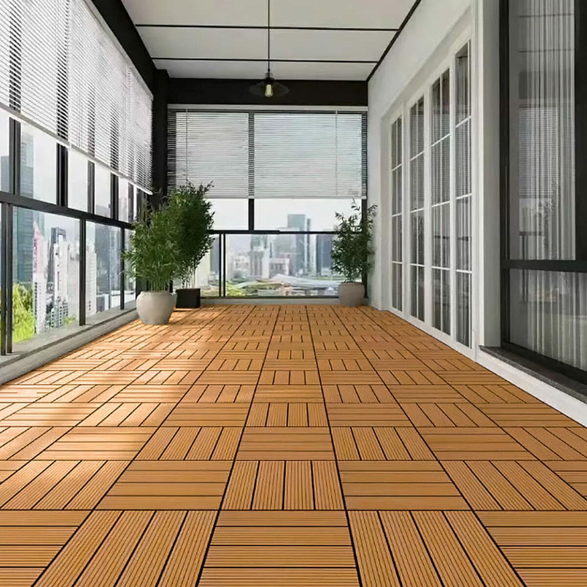 Тераса з модульної плитки ДПК під натуральне дерево в сучасному інтер’єрі