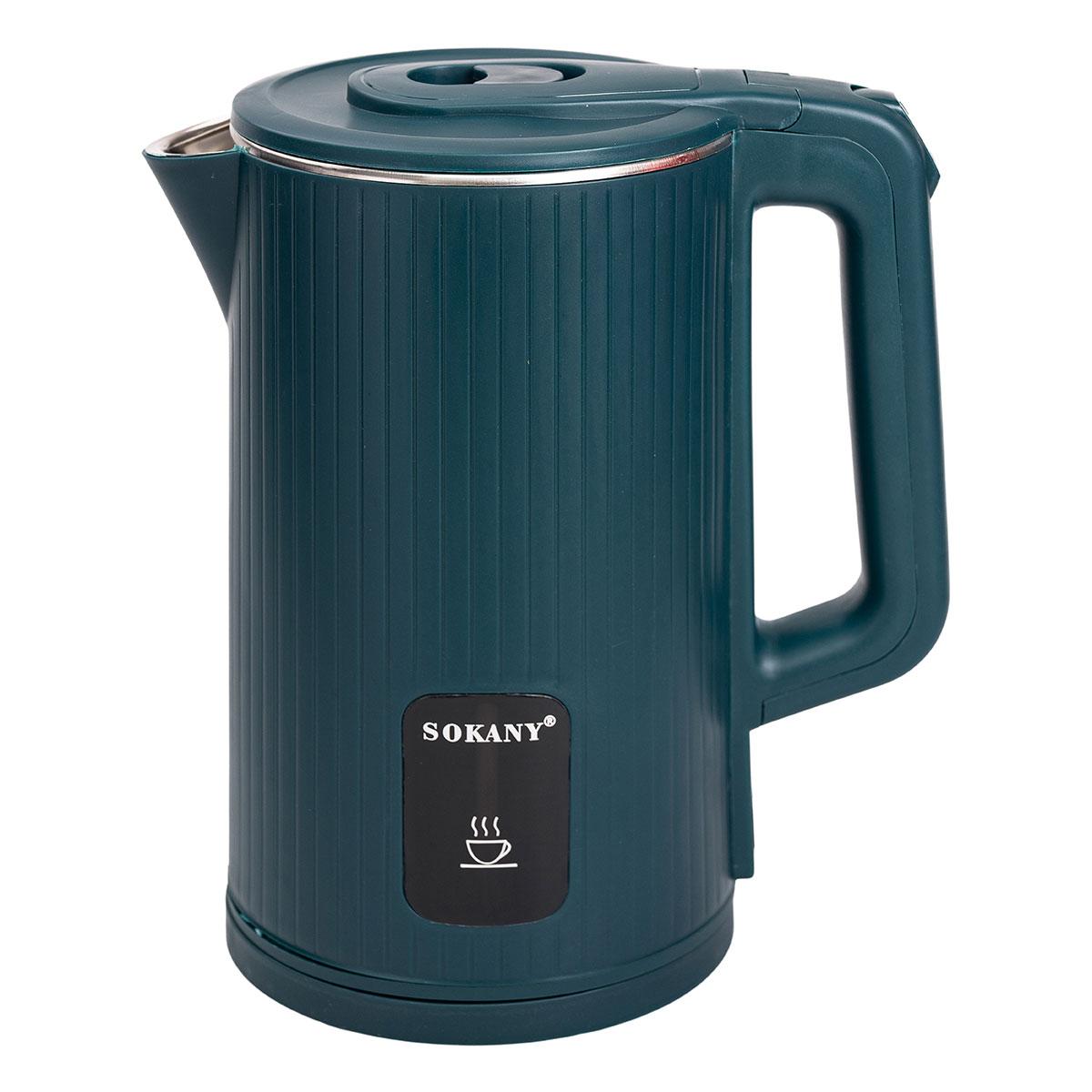 чайник с автоматическим отключением и поворотной подставкой — крупный план, виден дисковый нагрев