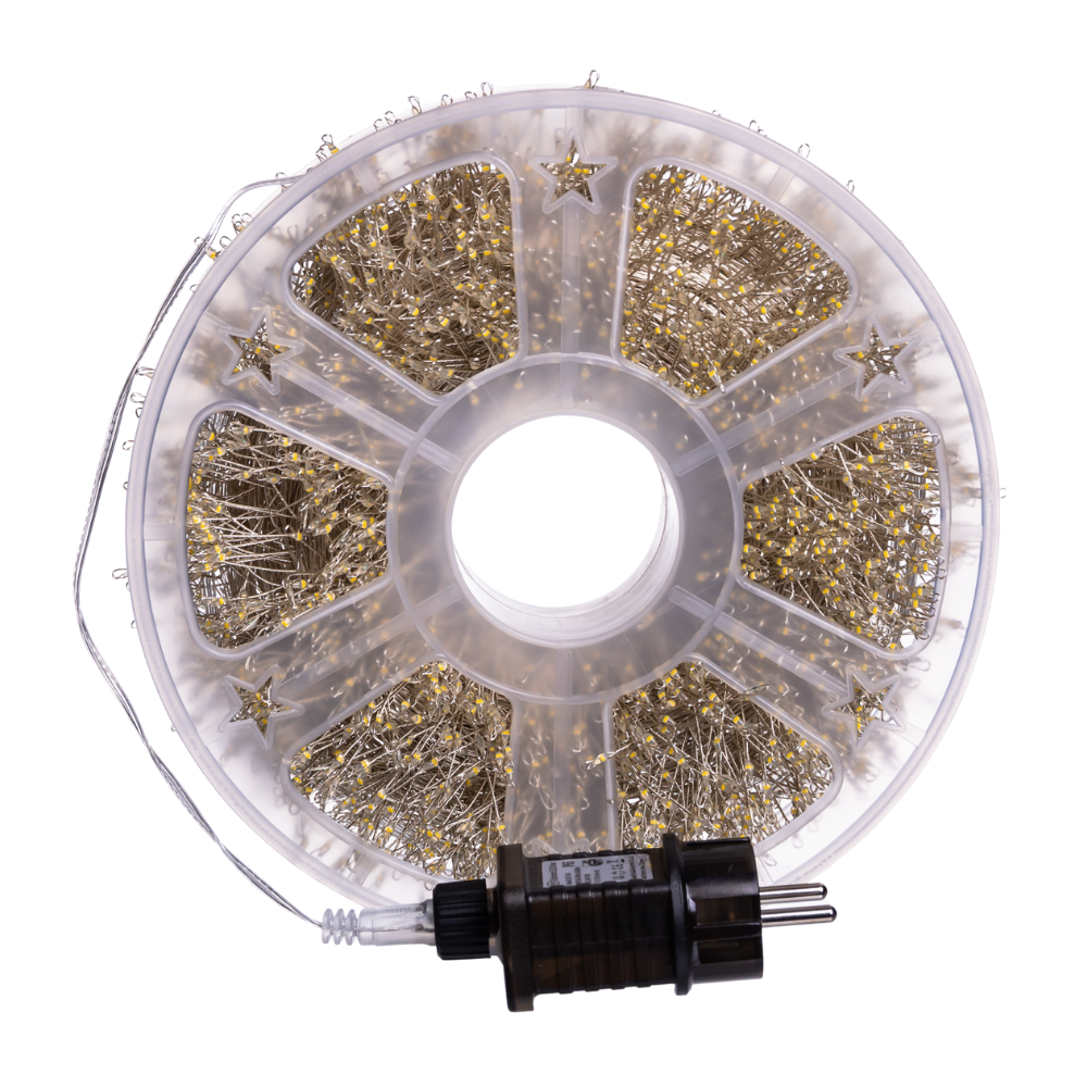 Гирлянда на катушке 3000 LED с белым проводом — плотная гирлянда на катушке для украшения, удобная упаковка и подключение