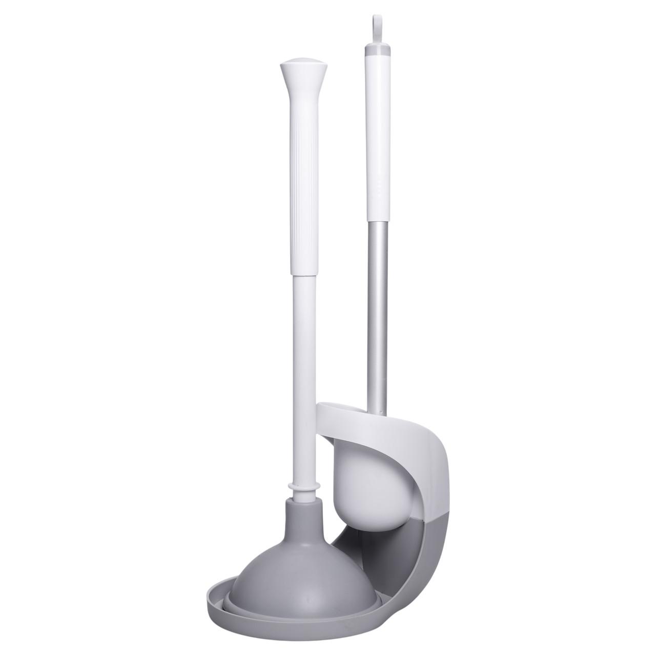 держатель для ершика и вантуза серый — компактный туалетный набор в интерьере