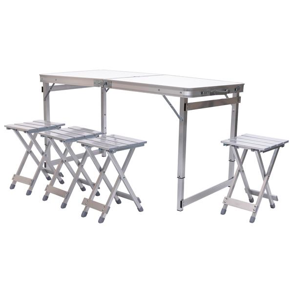 раскладной стол и стулья для пикника белый комплект в разложенном виде