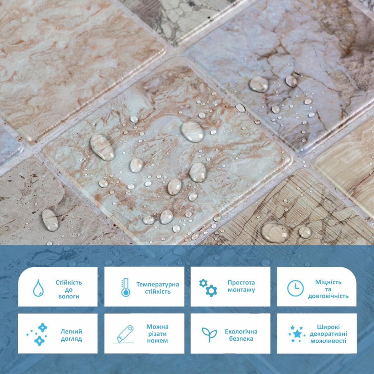 влагостойкая ПВХ панель крупный план — панели ПВХ имитация мозаики, водоотталкивающая поверхность