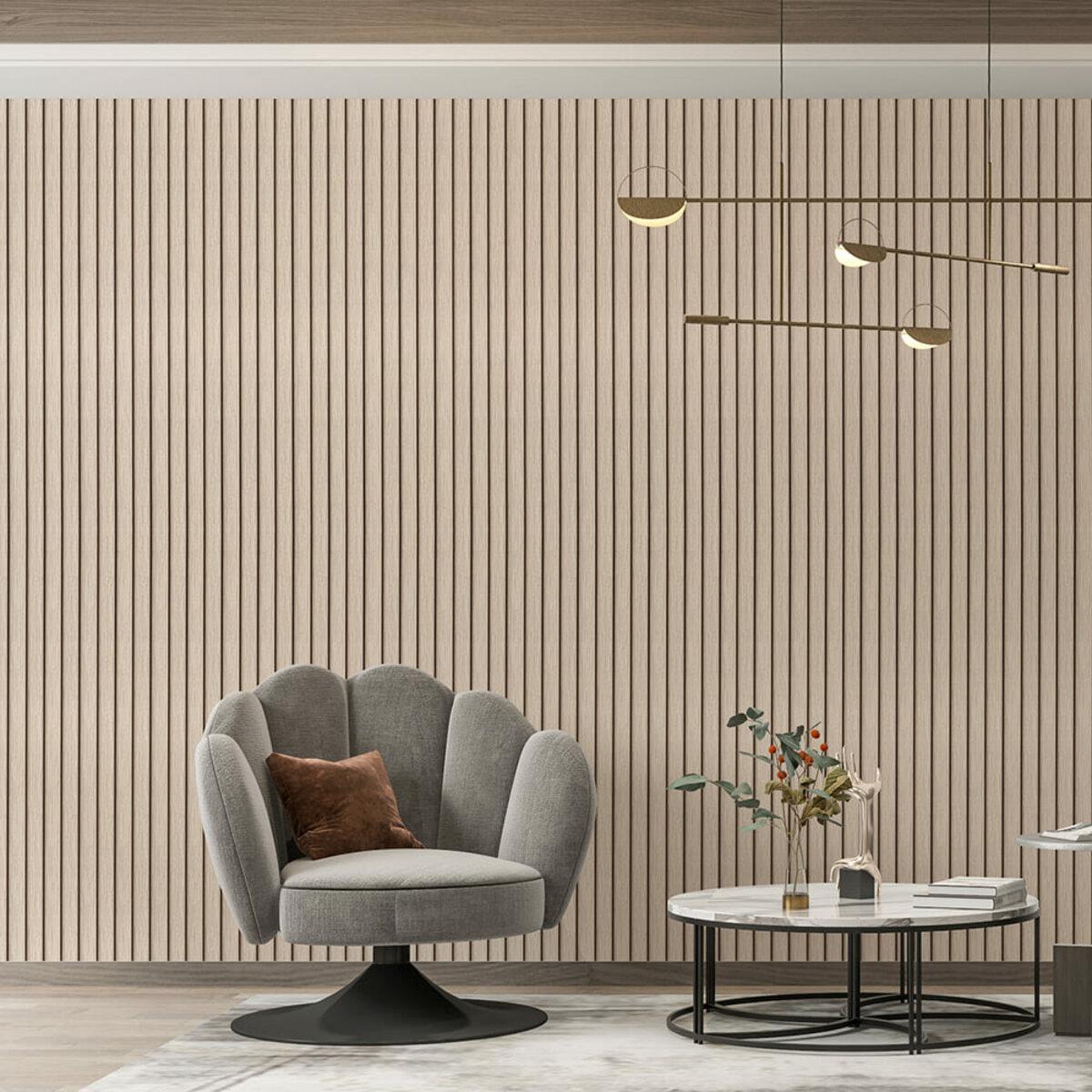 Декоративные рейки светлый дуб в интерьере — реечная облицовка стен из полистирола