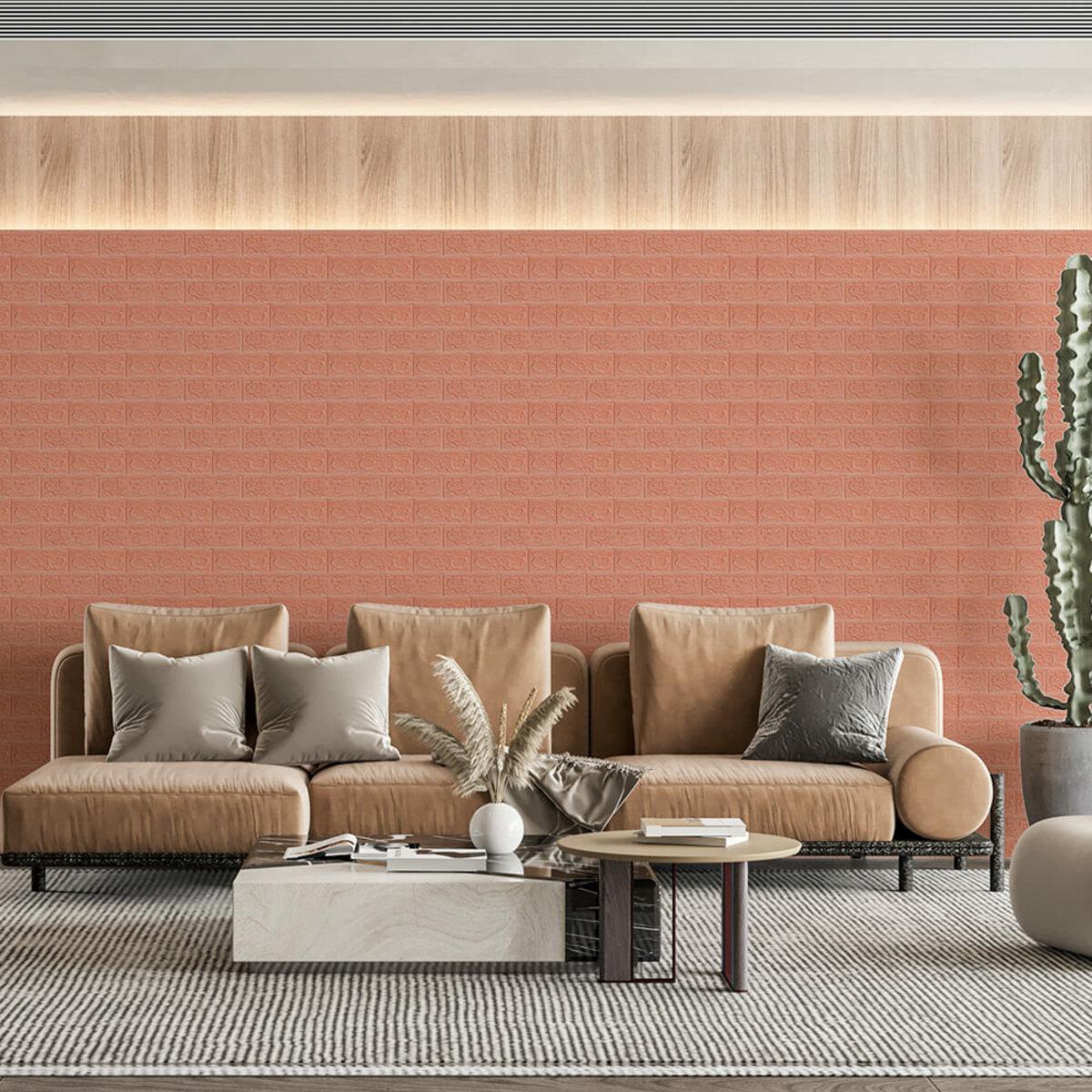 самоклеящаяся 3D панель в рулоне коричневая 3080x700x3 мм — крупный план фактуры