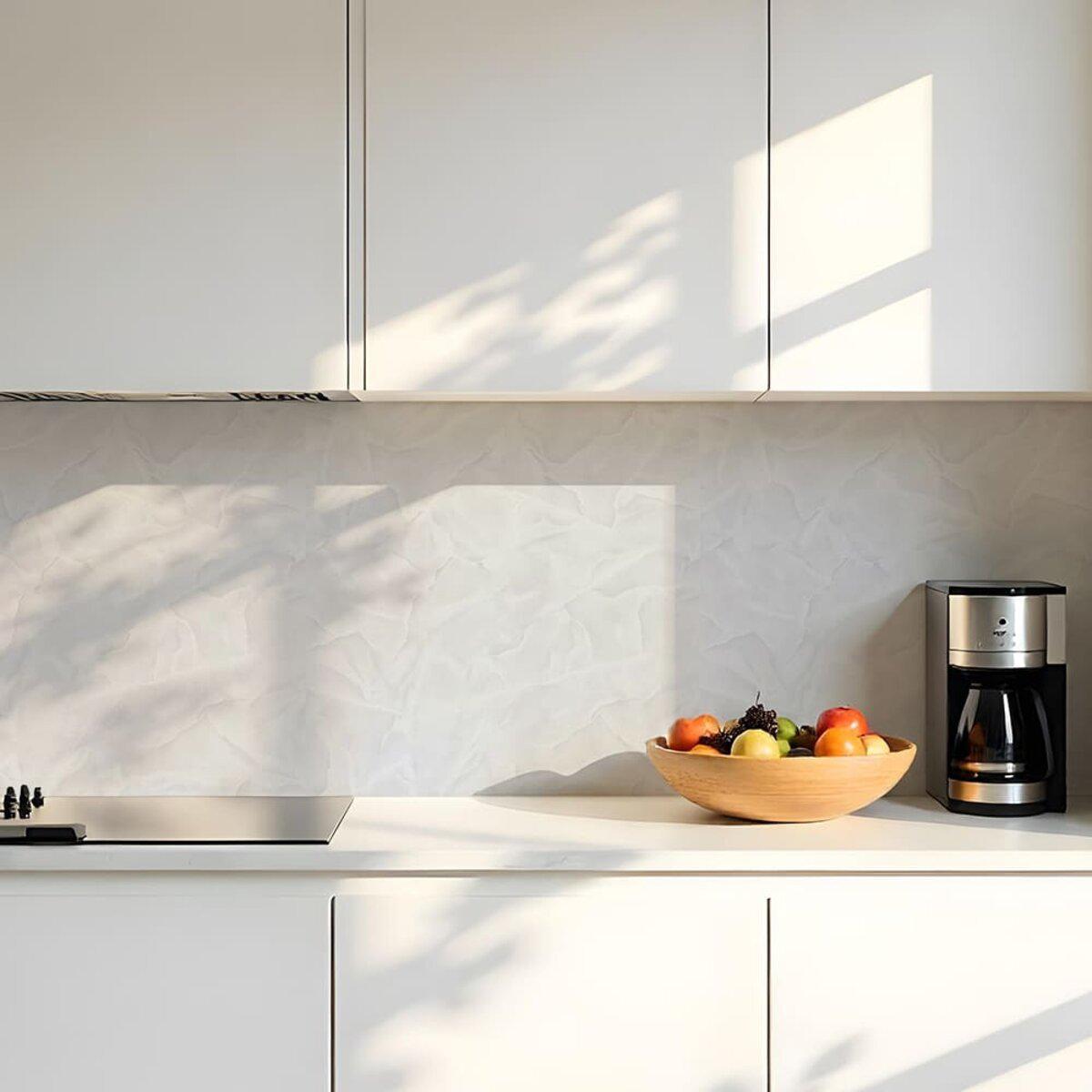 влагостойкая ПВХ плита 600х600 мм в интерьере кухни, бесшовная отделка стен