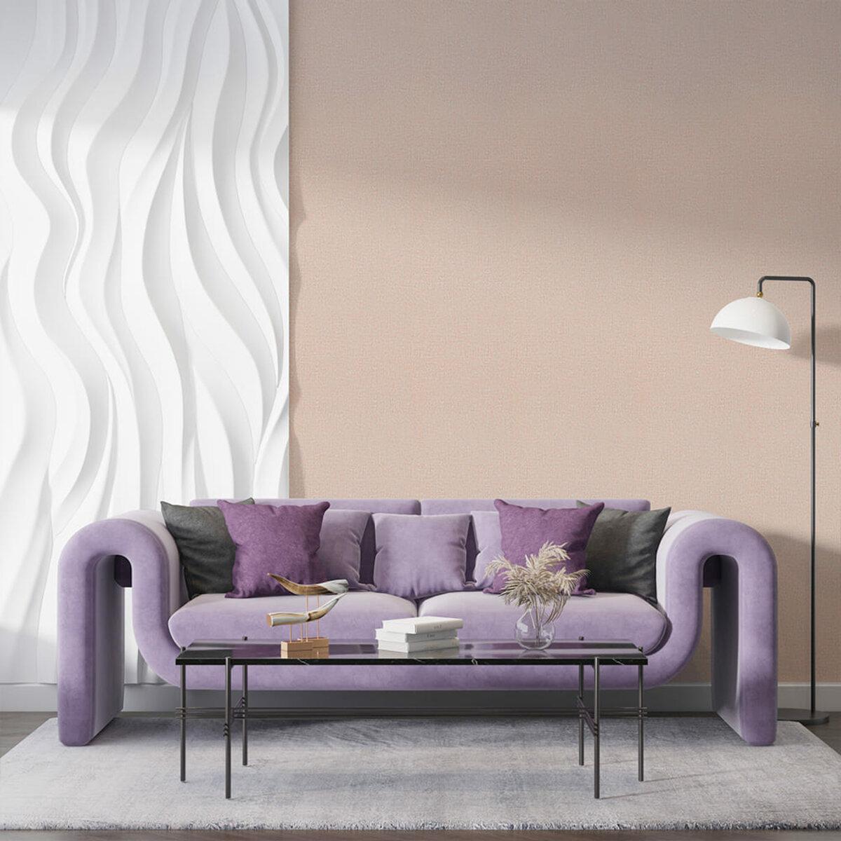 самоклеящиеся теплоизоляционные обои бежевый меланж в интерьере — идеальны для спальни и гостиной