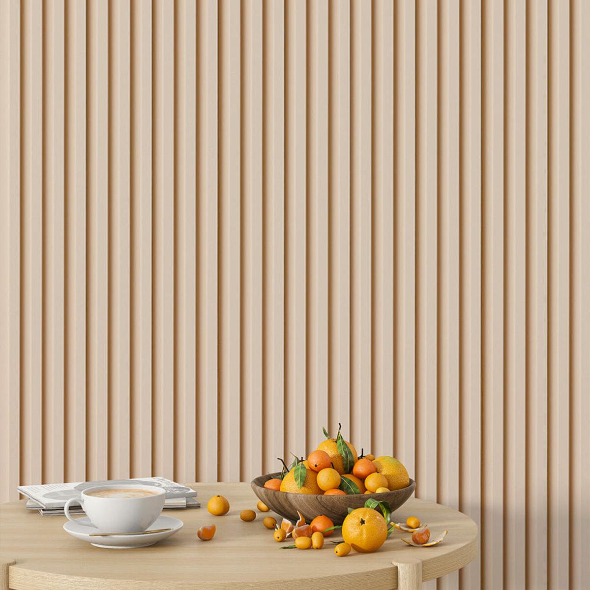 WPC стеновая рейка молочного цвета в интерьере — панель рейка для внутренней отделки