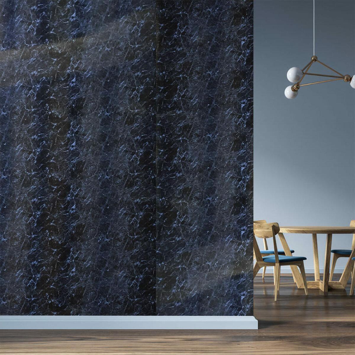 ПВХ панель имитация черного мрамора, текстура и рисунок крупный план, ПВХ плита черный мрамор для стен