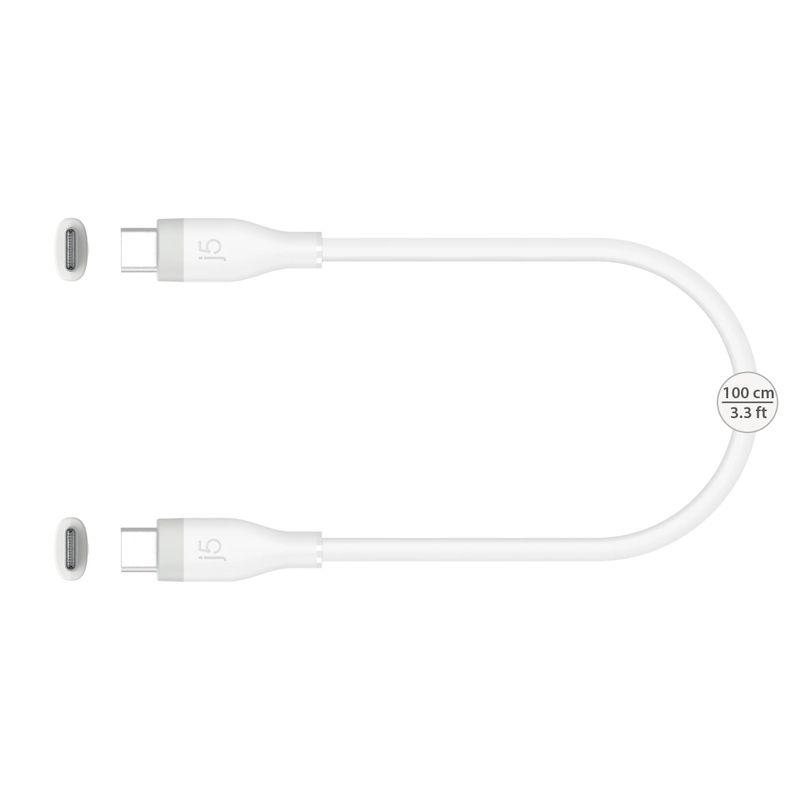 Білий силіконовий кабель USB-C на USB-C J5create JUCX17W-N довжиною 1 м для заряджання 60 Вт