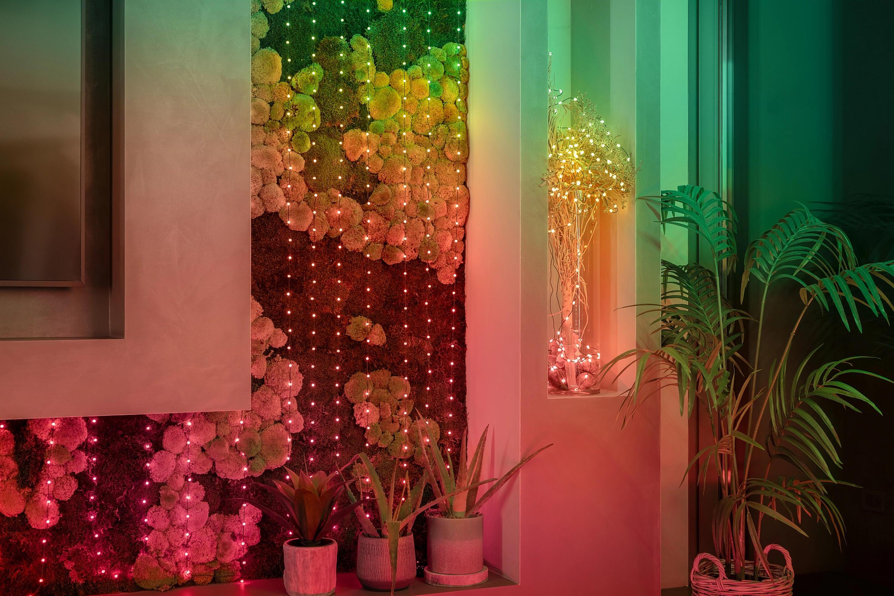 интерактивная гирлянда синхронизация с музыкой и управлением через приложение, эффект в гостиной