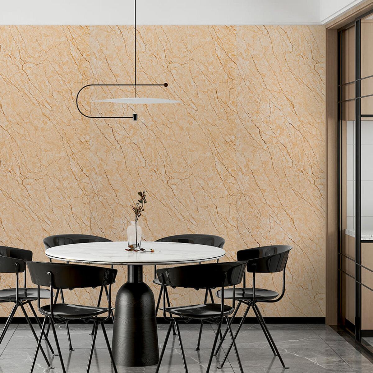 Декоративная ПВХ панель бежевый мрамор в интерьере — панель 2440x1220x3 мм