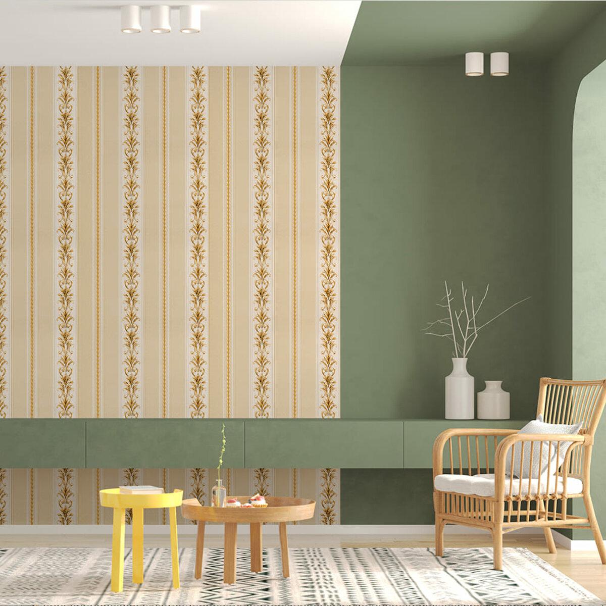3D панель золотой орнамент в интерьере, самоклеящиеся 700x700 мм