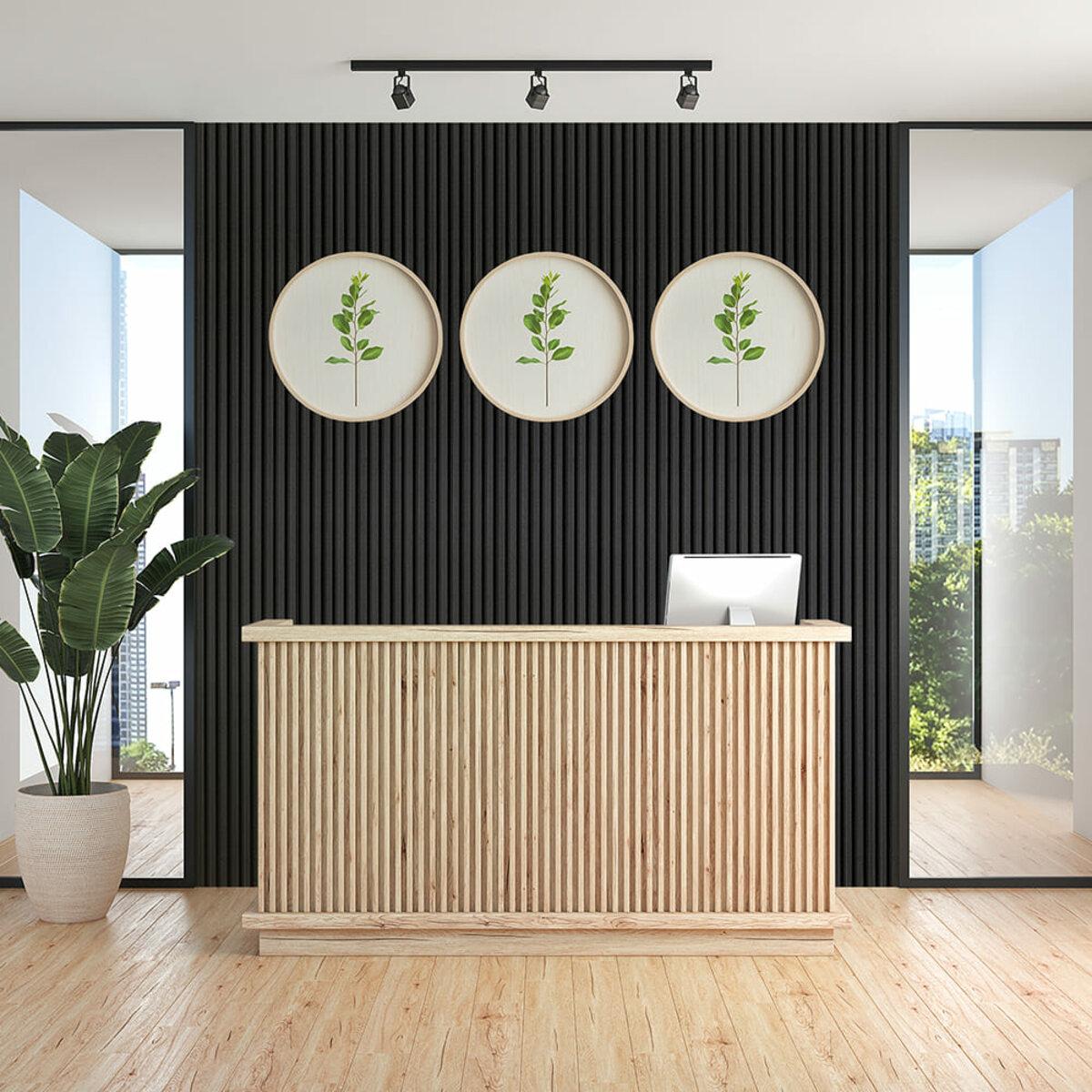 панели WPC для стен антрацит в интерьере — декоративная рейка 160x3000x23 мм