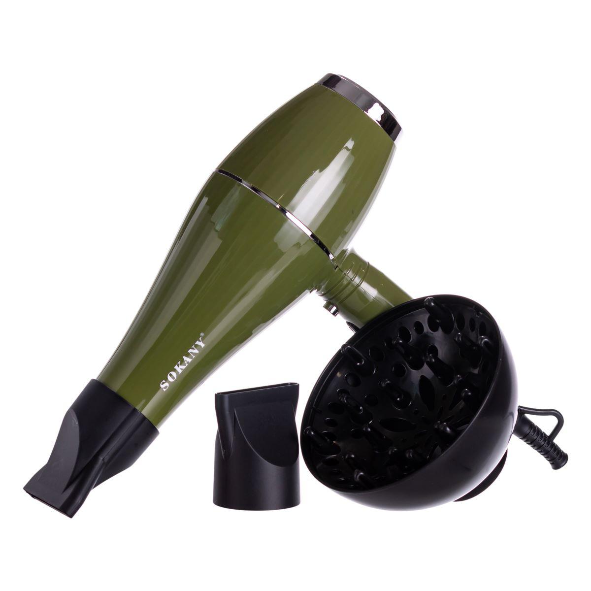 фен с насадкой концентратором и диффузором, 2000 Вт, зелёный корпус