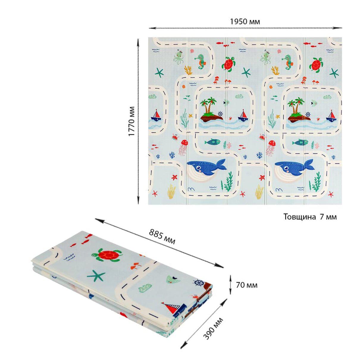 Дитячий складаний термокилимок 177х195 см із позначенням розмірів
